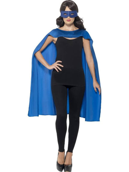 Feestbazaar Superhero cape met masker blauw