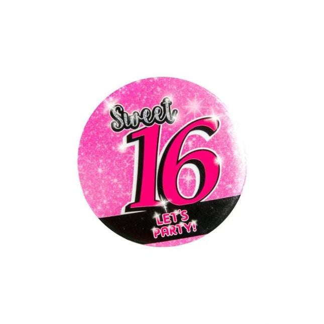 Feestbazaar Sweet Sixteen Button Roze