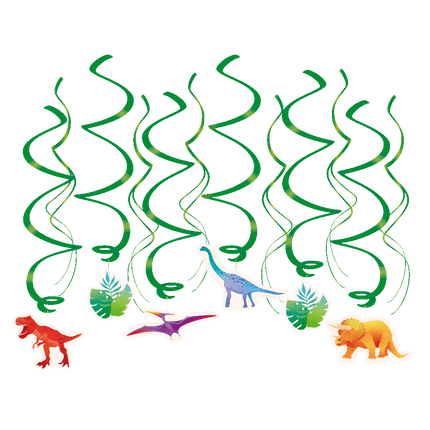 Feestbazaar Swirls Dinosaurus Decoratie (12st)