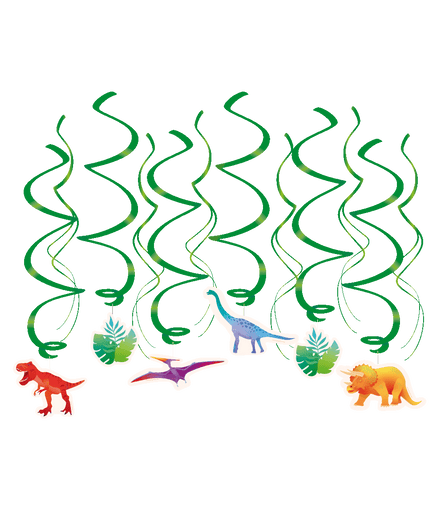 Feestbazaar Swirls Dinosaurus Decoratie (12st)