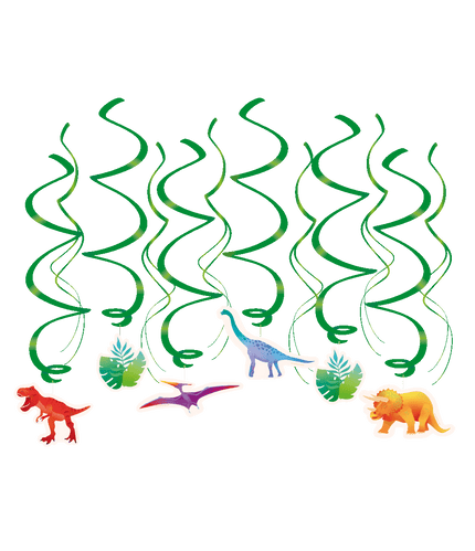 Feestbazaar Swirls Dinosaurus Decoratie (12st)