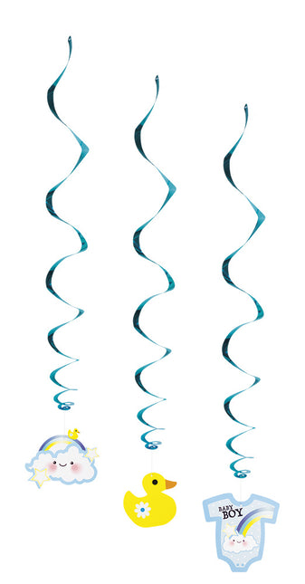 Feestbazaar Swirls Hangdecoratie Geboorte Jongen - 3 Stuks