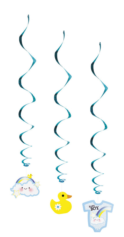 Feestbazaar Swirls Hangdecoratie Geboorte Jongen - 3 Stuks