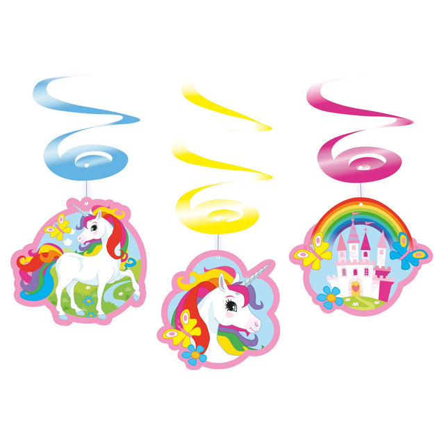 Feestbazaar Swirls Hangdecoratie Magische Eenhoorn - 6 Stuks