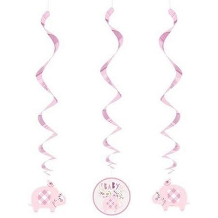Feestbazaar Swirls Hangdecoratie Olifant Roze Geboorte Meisje (3st)