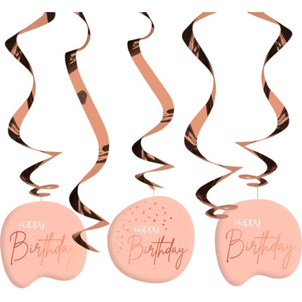 Feestbazaar Swirls Happy Birthday Elegant Blush - 5 Stuks