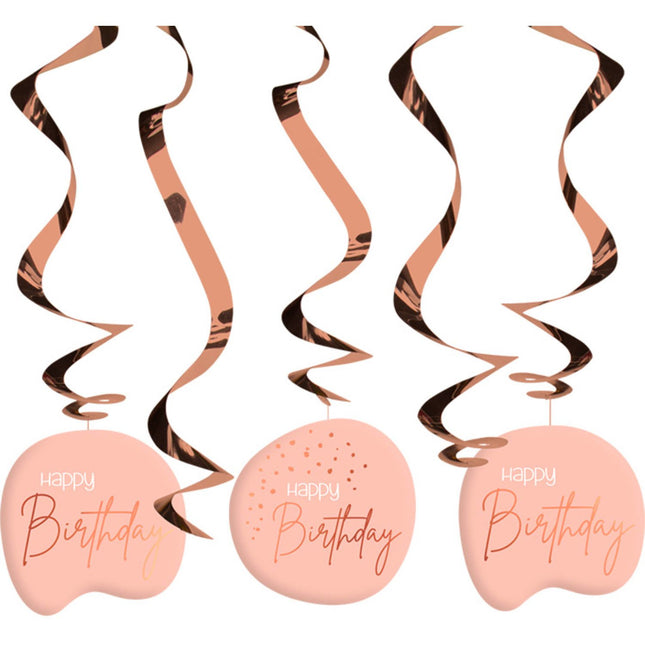 Feestbazaar Swirls Happy Birthday Elegant Blush - 5 Stuks