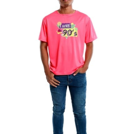 Feestbazaar T-Shirt Pink I Love The 90's Heren