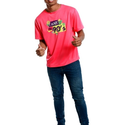 Feestbazaar T-Shirt Pink I Love The 90's Heren