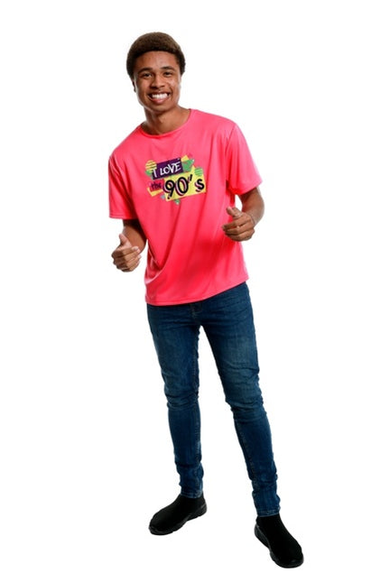 Feestbazaar T-Shirt Pink I Love The 90's Heren