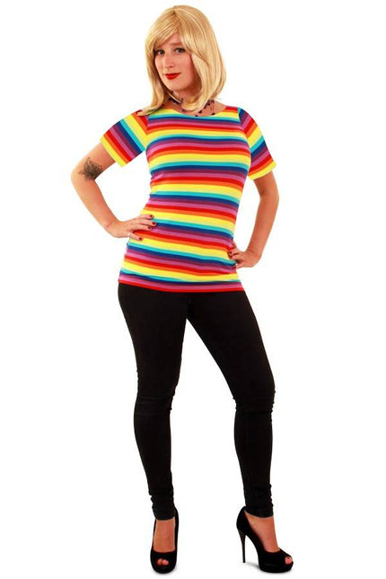 Feestbazaar T-shirt regenboog dames