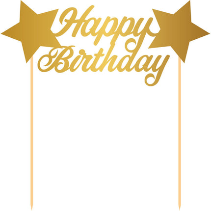 Feestbazaar Taart Prikker Happy Birthday Sterren Goud