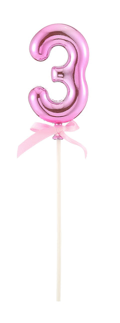 Feestbazaar Taart Topper Cijfer 3 Roze