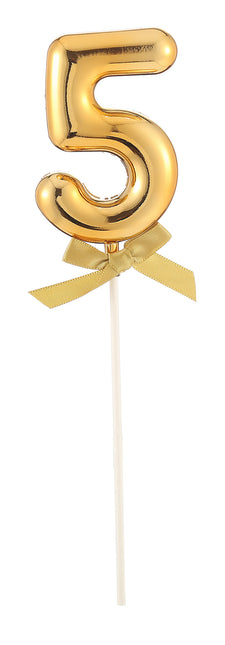 Feestbazaar Taart Topper Cijfer 5 Goud