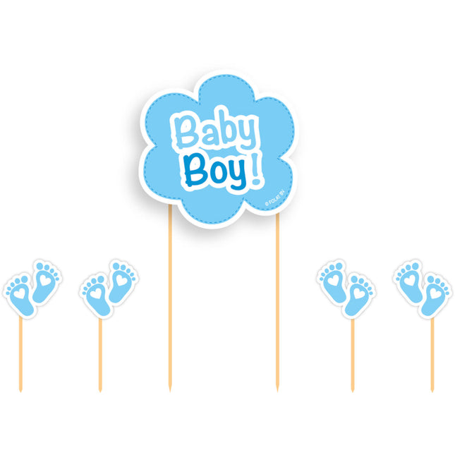 Feestbazaar Taart Topper Set Geboorte Baby Boy