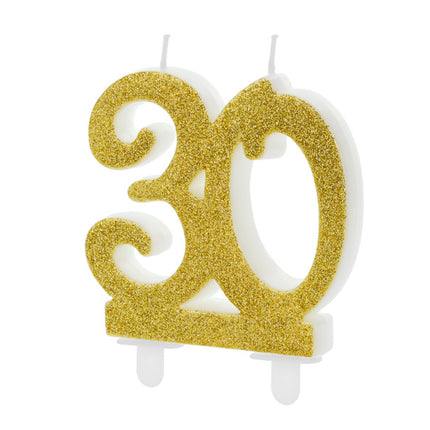 Feestbazaar Taartkaars 30 Jaar Goud Glitter