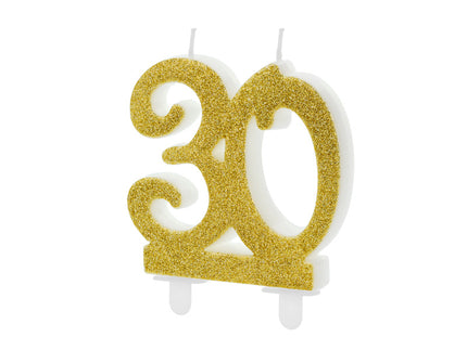 Feestbazaar Taartkaars 30 Jaar Goud Glitter