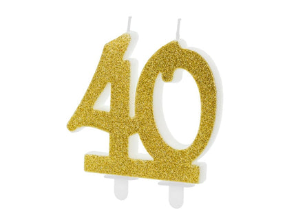 Feestbazaar Taartkaars 40 Jaar Goud Glitter