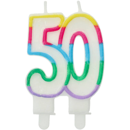 Feestbazaar Taartkaars 50 jaar Multikleur