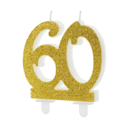 Feestbazaar Taartkaars 60 Jaar Goud Glitter