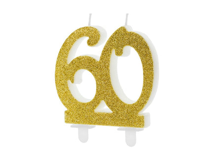 Feestbazaar Taartkaars 60 Jaar Goud Glitter