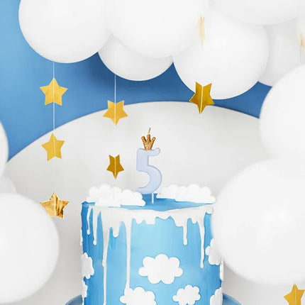 Feestbazaar Taartkaarsje 5 jaar Lichtblauw met Kroontje