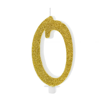 Feestbazaar Taartkaarsje Cijfer 0 Goud