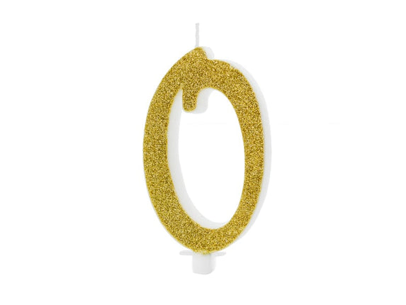 Feestbazaar Taartkaarsje Cijfer 0 Goud