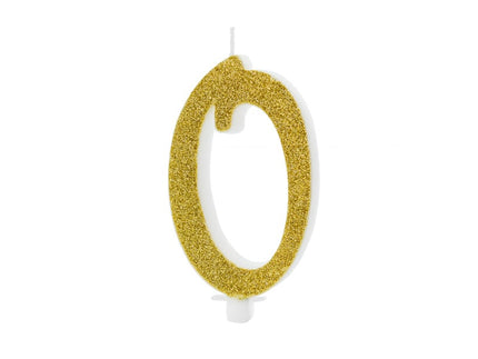 Feestbazaar Taartkaarsje Cijfer 0 Goud
