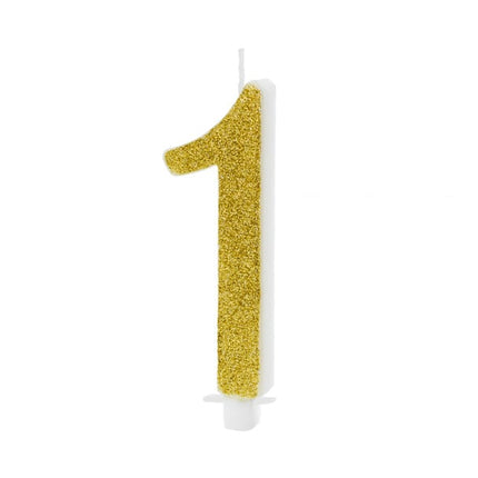 Feestbazaar Taartkaarsje Cijfer 1 Goud