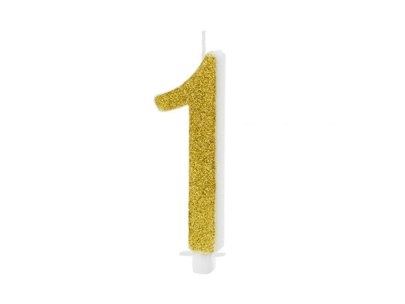 Feestbazaar Taartkaarsje Cijfer 1 Goud