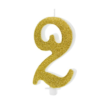 Feestbazaar Taartkaarsje Cijfer 2 Goud