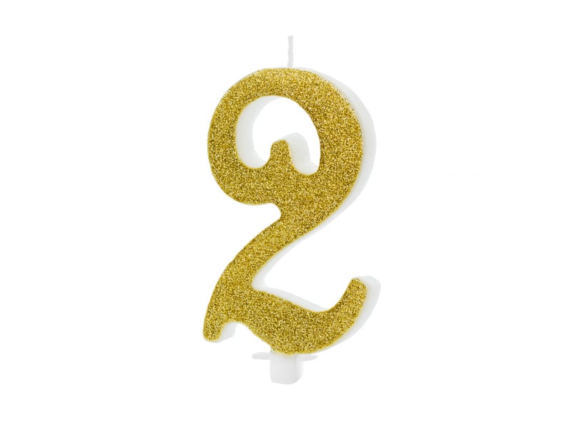 Feestbazaar Taartkaarsje Cijfer 2 Goud
