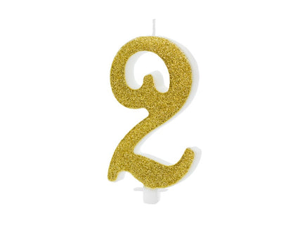 Feestbazaar Taartkaarsje Cijfer 2 Goud