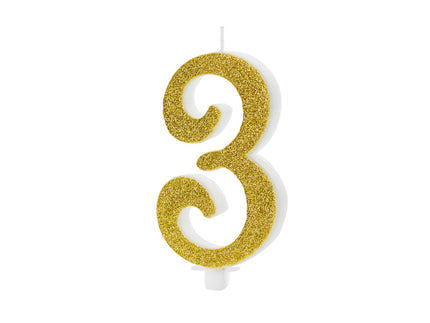 Feestbazaar Taartkaarsje Cijfer 3 Goud