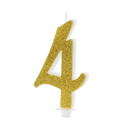 Feestbazaar Taartkaarsje Cijfer 4 Goud