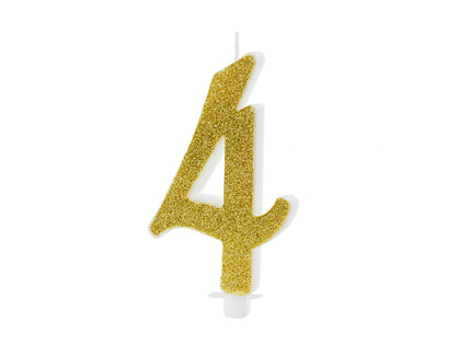 Feestbazaar Taartkaarsje Cijfer 4 Goud