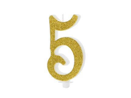 Feestbazaar Taartkaarsje Cijfer 5 Goud