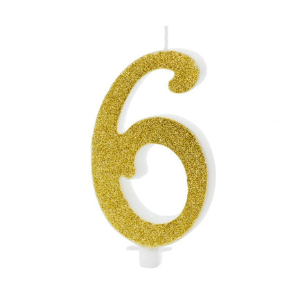 Feestbazaar Taartkaarsje Cijfer 6 Goud