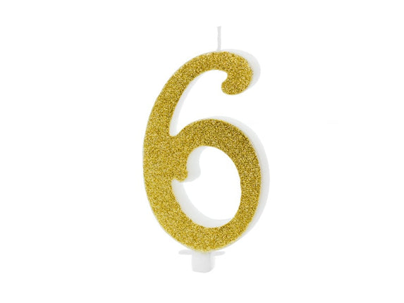 Feestbazaar Taartkaarsje Cijfer 6 Goud