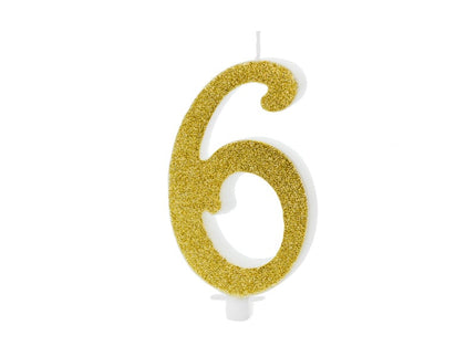 Feestbazaar Taartkaarsje Cijfer 6 Goud