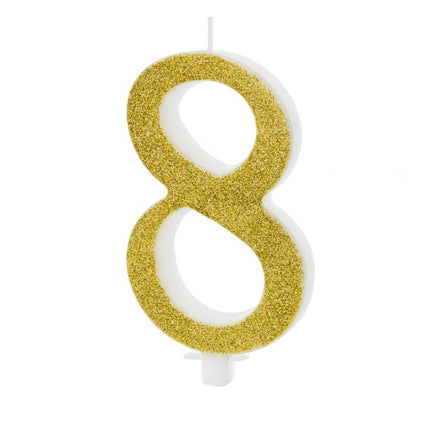 Feestbazaar Taartkaarsje Cijfer 8 Goud