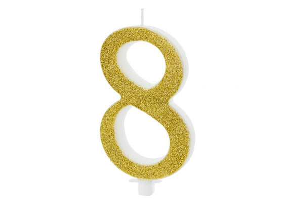 Feestbazaar Taartkaarsje Cijfer 8 Goud