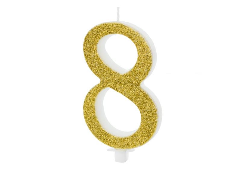 Feestbazaar Taartkaarsje Cijfer 8 Goud