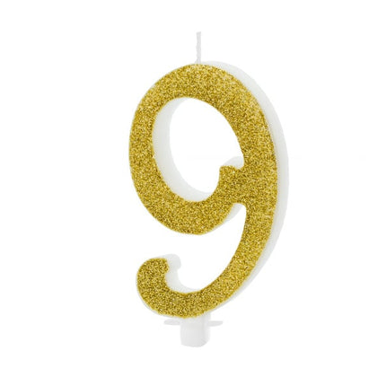 Feestbazaar Taartkaarsje Cijfer 9 Goud