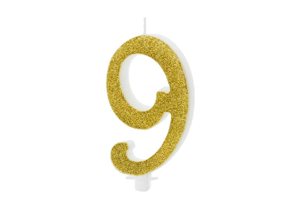 Feestbazaar Taartkaarsje Cijfer 9 Goud
