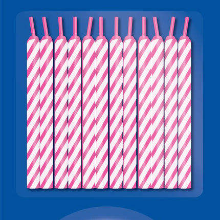 Feestbazaar Taartkaarsjes 24 stuks + houders roze 12 stuks