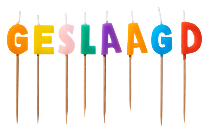 Feestbazaar Taartkaarsjes Geslaagd gekleurd