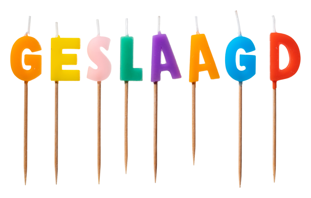 Feestbazaar Taartkaarsjes Geslaagd gekleurd