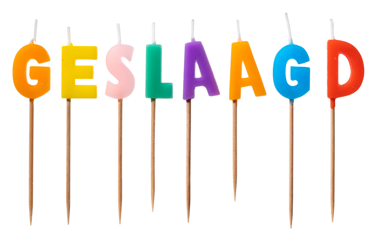 Feestbazaar Taartkaarsjes Geslaagd gekleurd